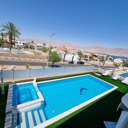 Villa With Heated Pool And Jacuzzi Sea View 300M Front Of The Beach Eilat Exterior foto