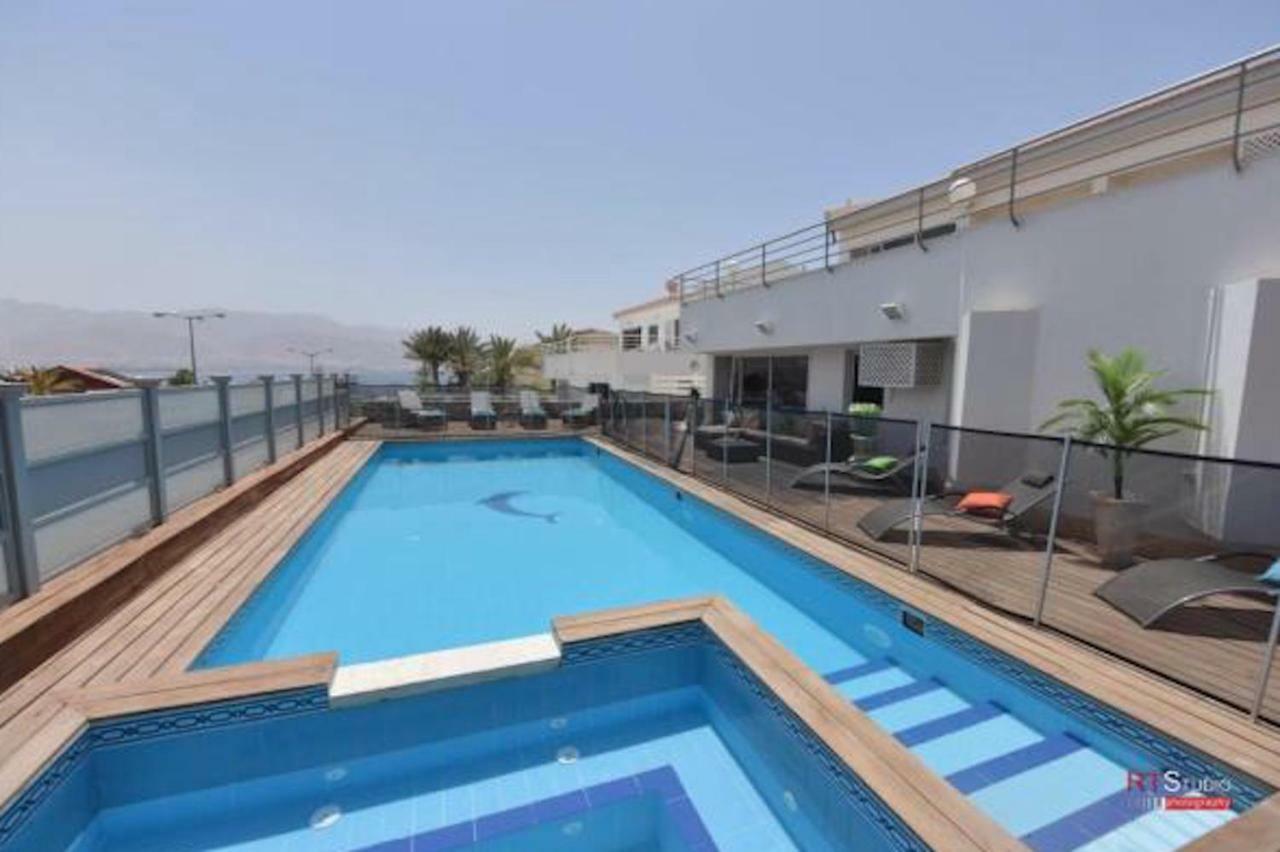 Villa With Heated Pool And Jacuzzi Sea View 300M Front Of The Beach Eilat Exterior foto